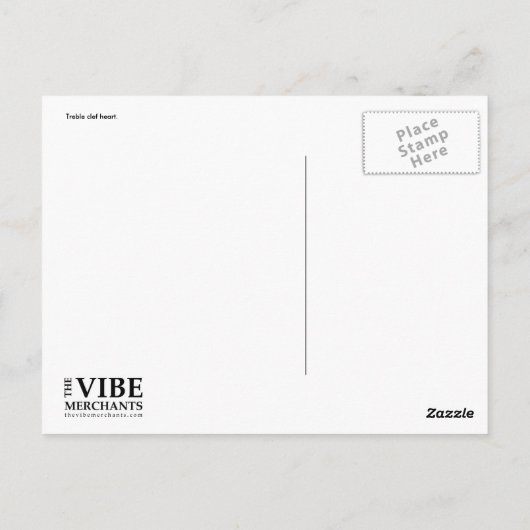 Treble clef heart (schwarz) postkarte (Rückseite)