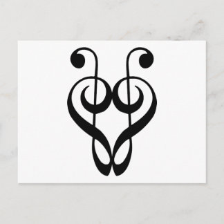 Treble clef heart (schwarz) postkarte