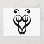 Treble clef heart (schwarz) postkarte (Vorderseite)