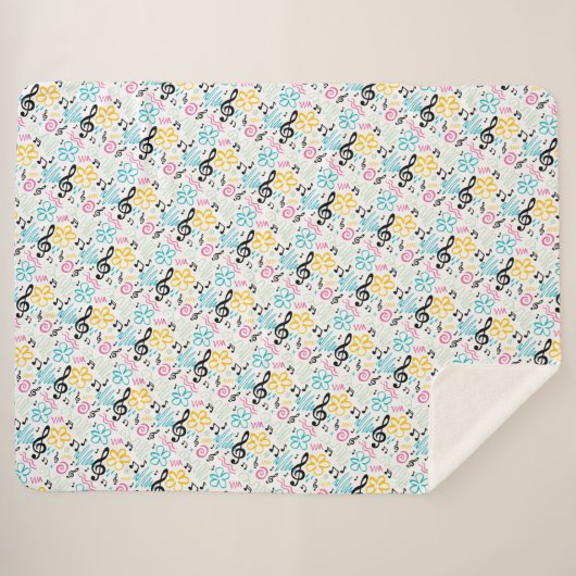 Treble Clef im Stil der 90er Jahre / Musiknoten Sherpadecke (Vorderseite (Horizontal))