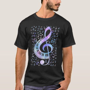 Treble Clef Keyboard-Gefärbte Krawatte Retro-Musik T-Shirt