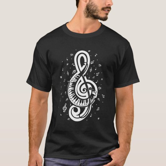 Treble Clef Keyboard Pianist Al Music T-Shirt (Vorderseite)