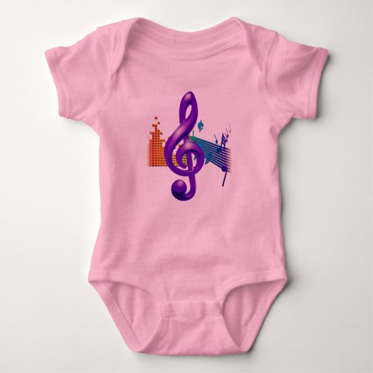 Treble Clef Lila Elegantes Design Baby Strampler (Vorderseite)