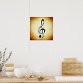 Treble Clef mit Klaviertasten Poster (Küche)