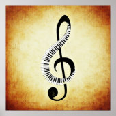 Treble Clef mit Klaviertasten Poster (Vorne)