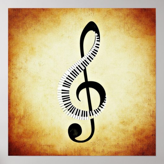 Treble Clef mit Klaviertasten Poster (Vorne)