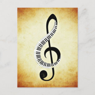 Treble Clef mit Klaviertasten Postkarte