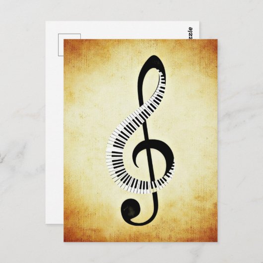 Treble Clef mit Klaviertasten Postkarte (Vorne/Hinten)