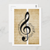 Treble Clef Mitarbeiter Musiknoten Vintage Noten Postkarte (Vorne/Hinten)