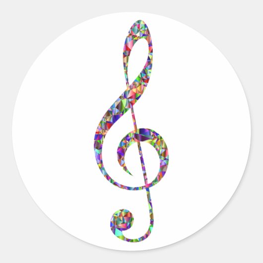Treble Clef, multicolor, music Runder Aufkleber (Vorderseite)