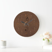 Treble Clef Music-Imitate Leather Wall Clock Große Wanduhr (Zuhause)