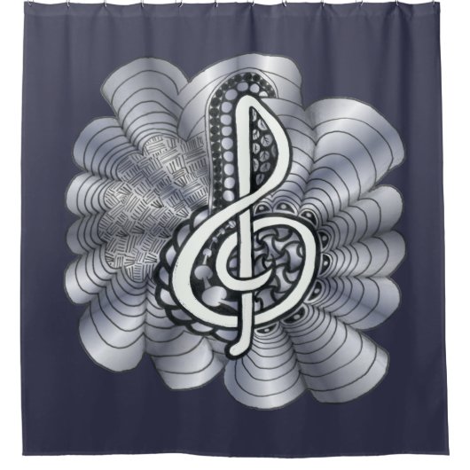Treble Clef Music Lovers Personalizable Duschvorhang (Vorderseite)