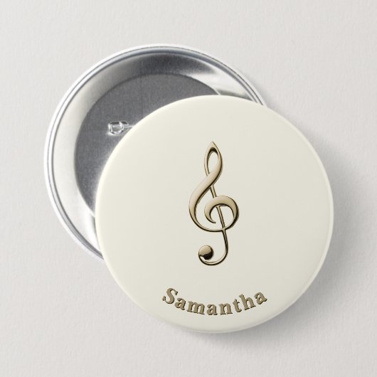 Treble Clef Music Lover's Round Custom Button (Vorne & Hinten)