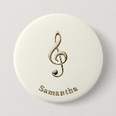 Treble Clef Music Lover's Round Custom Button (Vorderseite)