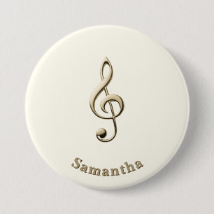 Treble Clef Music Lover's Round Custom Button