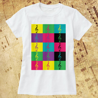 Treble Clef Music Pattern Brillenfarben T-Shirt