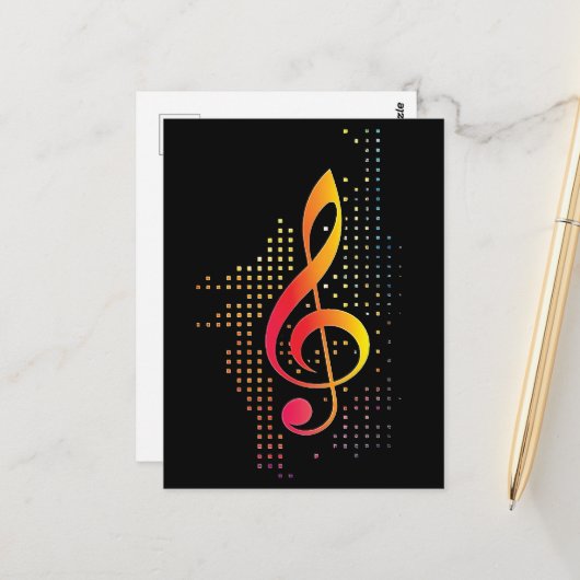 Treble Clef Music Postkarte (Vorderseite/Rückseite Beispiel)