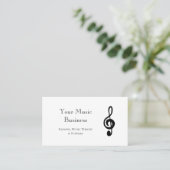 Treble Clef Music Simple Black and White Visitenkarte (Stehend Vorderseite)
