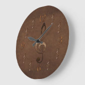 Treble Clef Music-themed Faux Leather Wall Clock Große Wanduhr (Winkel)