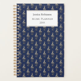 Treble Clef Music Themed Pattern Elegantes Navy Bl Planer