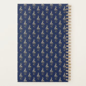 Treble Clef Music Themed Pattern Elegantes Navy Bl Planer (Rückseite)