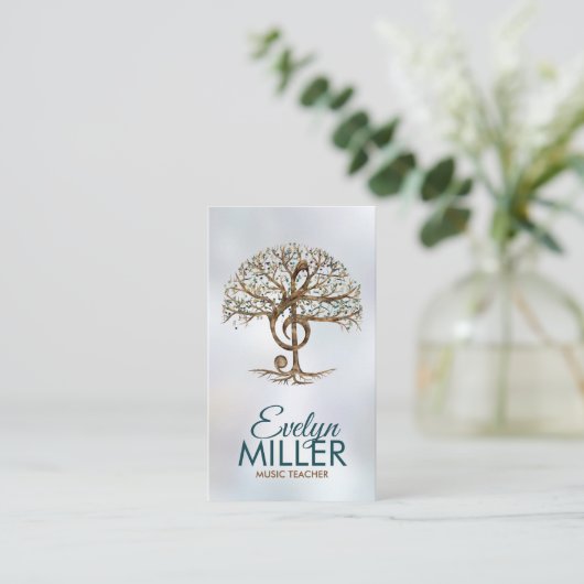 Treble Clef Music Tree Visitenkarte (Stehend Vorderseite)