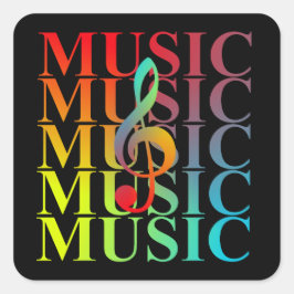 Treble Clef Music Typografy Colorful Graphic Quadratischer Aufkleber