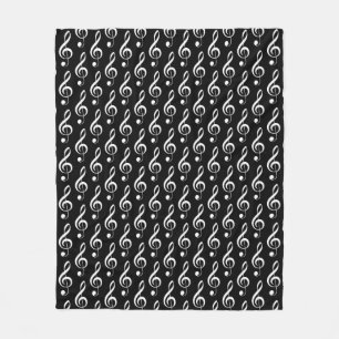 Treble Clef Musical Fleece Blanket (schwarz)