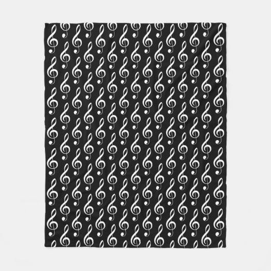 Treble Clef Musical Fleece Blanket (schwarz) (Vorderseite)