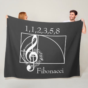Treble Clef Musical Notes and Fibonacci Spiral Fleecedecke