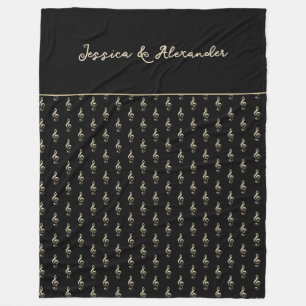 Treble Clef Musical Symbol Music Lover's Black Fleecedecke