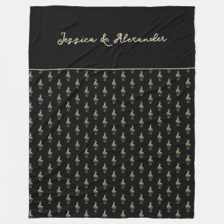Treble Clef Musical Symbol Music Lover's Black Fleecedecke