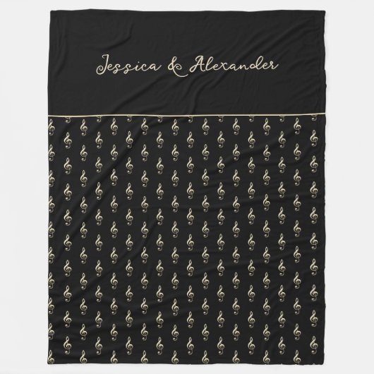 Treble Clef Musical Symbol Music Lover's Black Fleecedecke (Vorderseite)