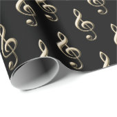 Treble Clef Musical Symbol Music Lover's Black Geschenkpapier (Rolleneckpunkt)