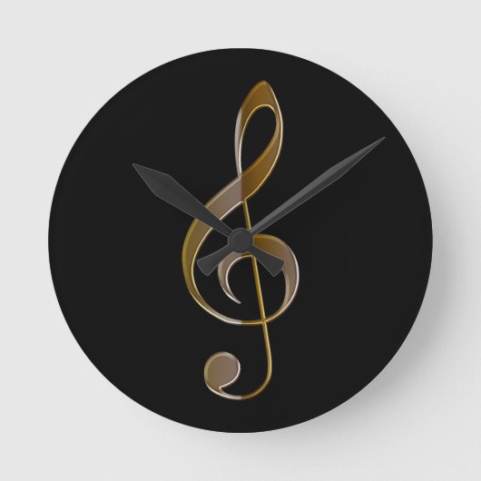 Treble Clef Musik-Thema Wall Clock Runde Wanduhr (Vorderseite)