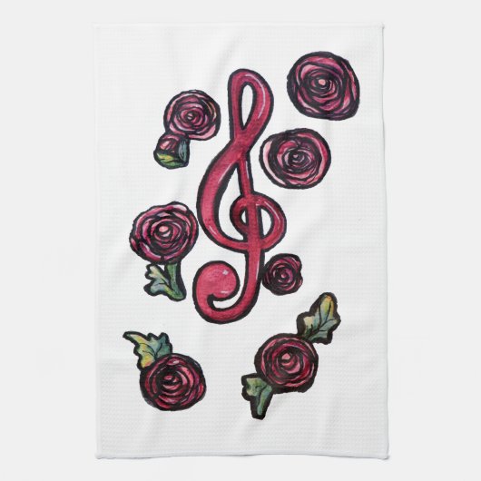 Treble Clef Musiklehrerin Art Geschirrtuch (Vertikal)