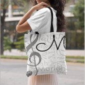 Treble Clef Musiknote Monogram mit Name White Tasche