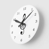 Treble Clef Musiknote Schwarz/Weiß Runde Wanduhr (Winkel)
