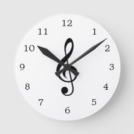 Treble Clef Musiknote Schwarz/Weiß Runde Wanduhr