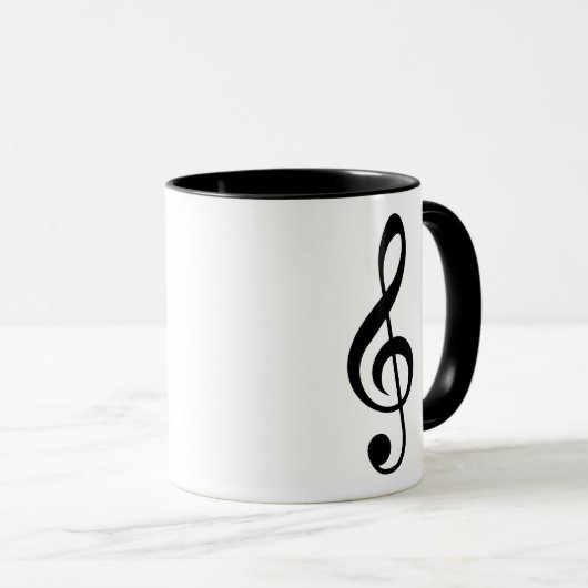 Treble Clef Musiknote Schwarz/Weiß Tasse (VorderseiteRechts)