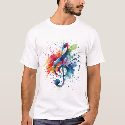 Treble Clef Musiknotens T-Shirt (Vorderseite)