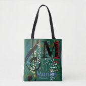 Treble Clef Note Music Monogram und Names on Green Tasche (Vorderseite)