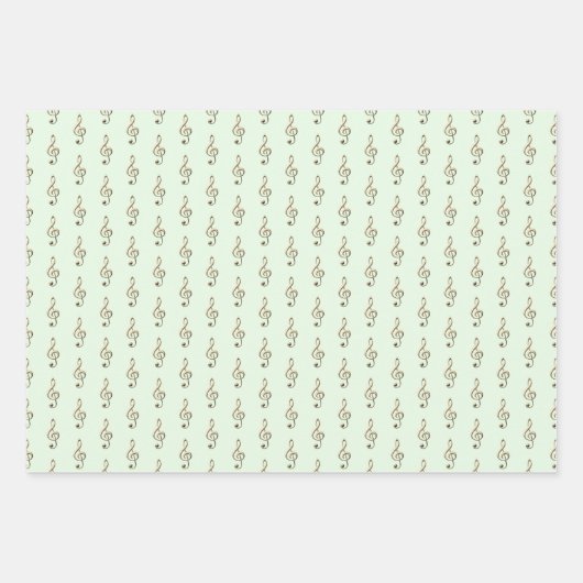 Treble Clef Pattern Music Themed Grau Green Blue Geschenkpapier Set (Vorderseite 2)