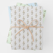 Treble Clef Pattern Music Themed Grau Green Blue Geschenkpapier Set (Beispiel)