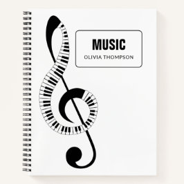 Treble Clef Piano Keys School Music Notizblock
