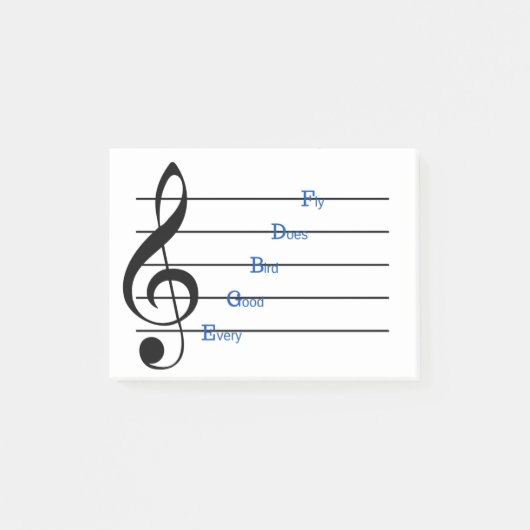 Treble Clef Post-it Notes (Line Rhymes) Post-it Klebezettel (Vorderseite)