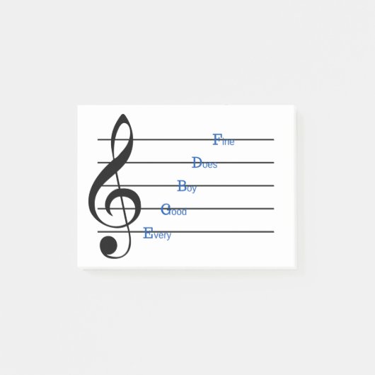 Treble Clef Post-it Notes (Line Rhymes) Post-it Klebezettel (Vorderseite)