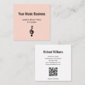 Treble Clef QR-Code Musikunterricht Rose Gold Quadratische Visitenkarte (Vorne/Hinten)