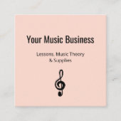 Treble Clef QR-Code Musikunterricht Rose Gold Quadratische Visitenkarte (Vorderseite)