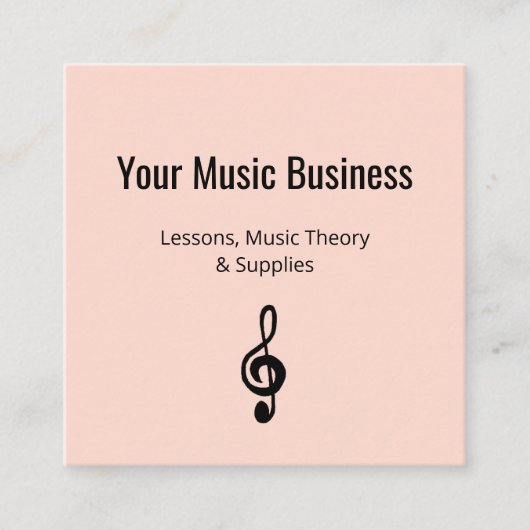 Treble Clef QR-Code Musikunterricht Rose Gold Quadratische Visitenkarte (Vorderseite)